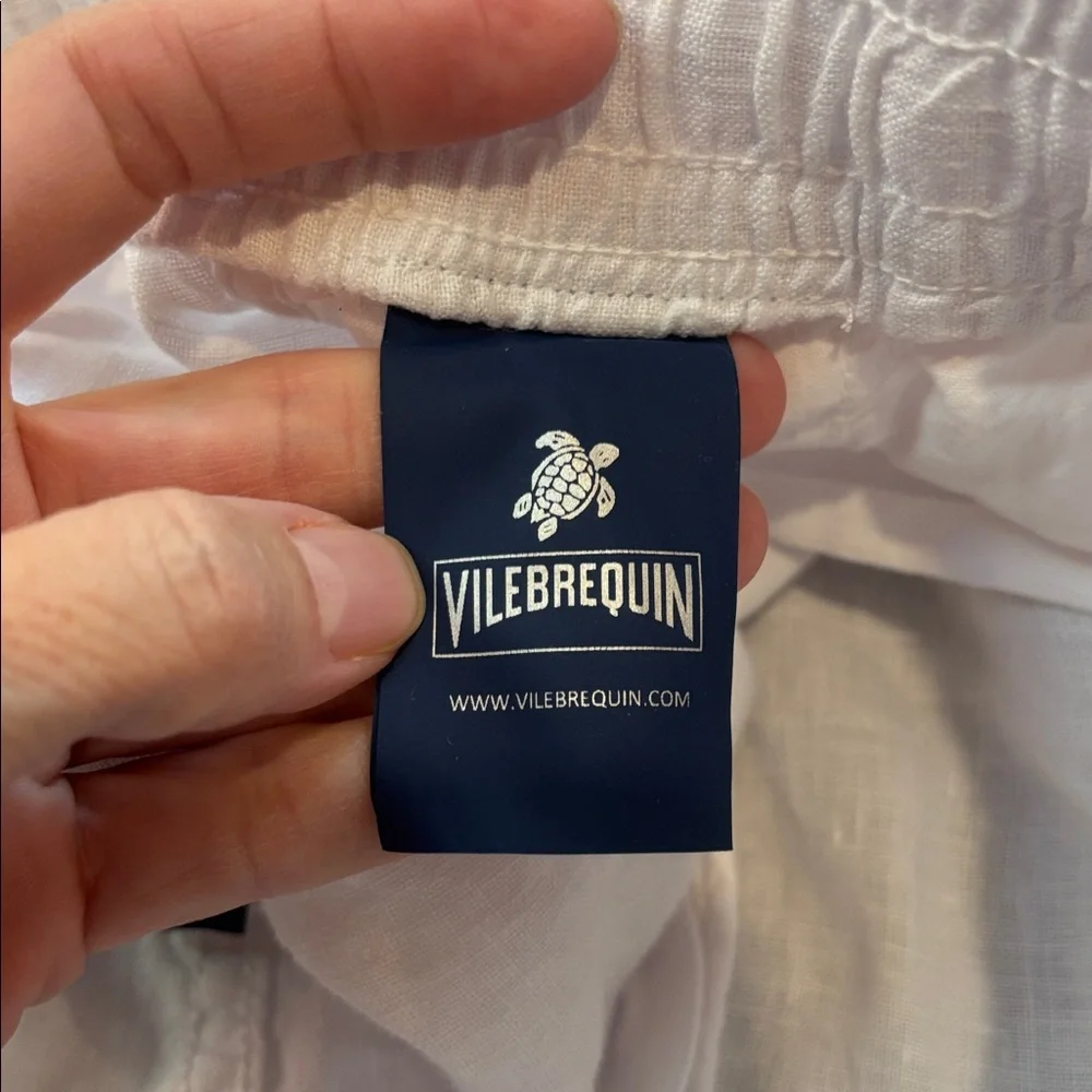 VILEBREQUIN 5X White Pacha Wide-Leg 100% Linen Drawstring Trousers